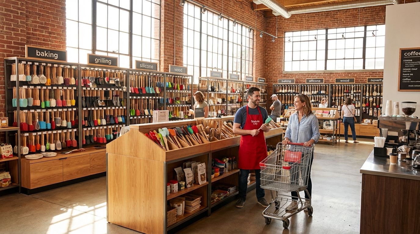 Spatula City warehouse store interior